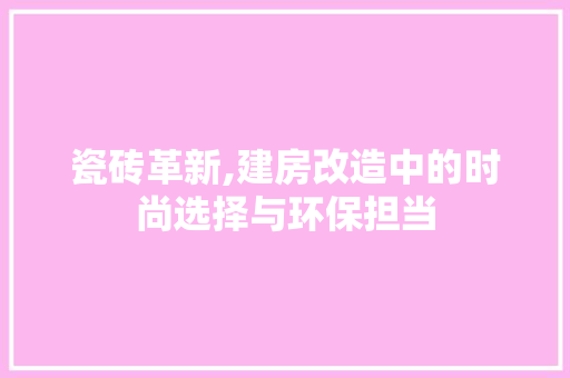 瓷砖革新,建房改造中的时尚选择与环保担当 地面装修