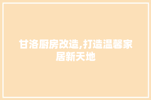 甘洛厨房改造,打造温馨家居新天地