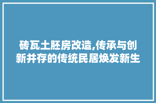 砖瓦土胚房改造,传承与创新并存的传统民居焕发新生
