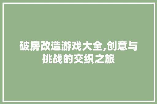 破房改造游戏大全,创意与挑战的交织之旅 隔断设计