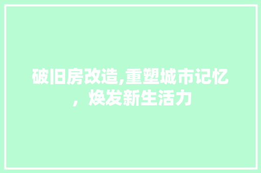 破旧房改造,重塑城市记忆，焕发新生活力 建筑设计