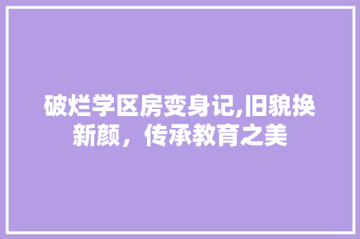 破烂学区房变身记,旧貌换新颜，传承教育之美