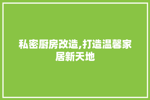 私密厨房改造,打造温馨家居新天地
