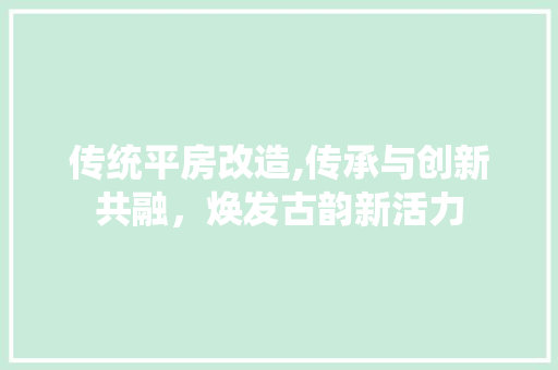 传统平房改造,传承与创新共融，焕发古韵新活力 建筑设计