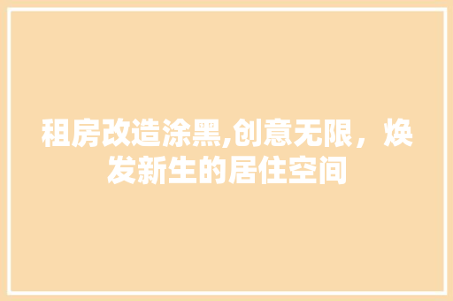 租房改造涂黑,创意无限，焕发新生的居住空间