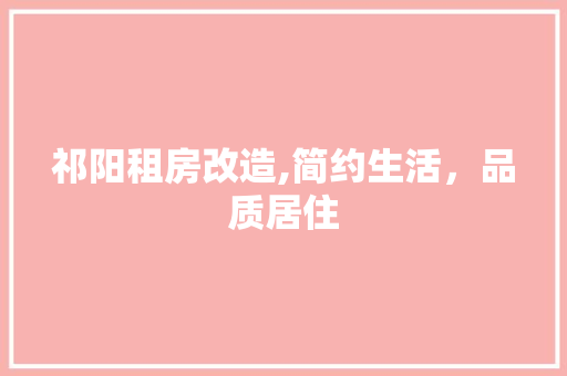 祁阳租房改造,简约生活，品质居住