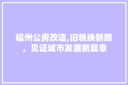 福州公房改造,旧貌换新颜，见证城市发展新篇章 装修材料