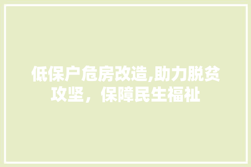 低保户危房改造,助力脱贫攻坚，保障民生福祉