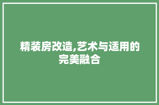 精装房改造,艺术与适用的完美融合