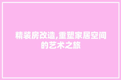 精装房改造,重塑家居空间的艺术之旅 门窗装修