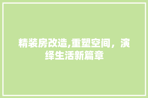 精装房改造,重塑空间，演绎生活新篇章