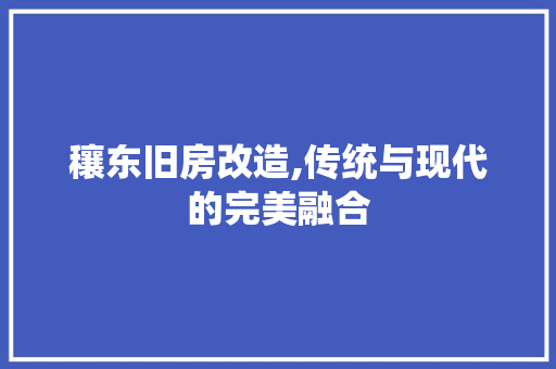 穰东旧房改造,传统与现代的完美融合 建筑设计