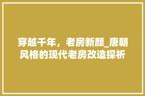 穿越千年，老房新颜_唐朝风格的现代老房改造探析