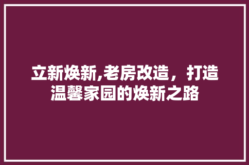 立新焕新,老房改造，打造温馨家园的焕新之路 装修材料
