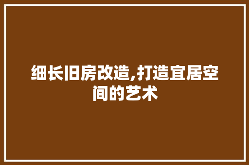 细长旧房改造,打造宜居空间的艺术 建筑设计