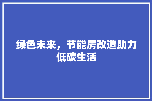 绿色未来，节能房改造助力低碳生活