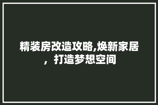 精装房改造攻略,焕新家居，打造梦想空间 隔断设计