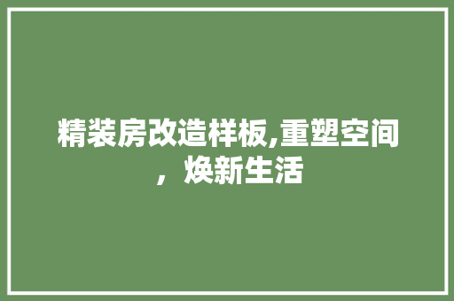 精装房改造样板,重塑空间，焕新生活