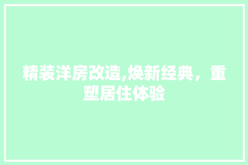 精装洋房改造,焕新经典，重塑居住体验