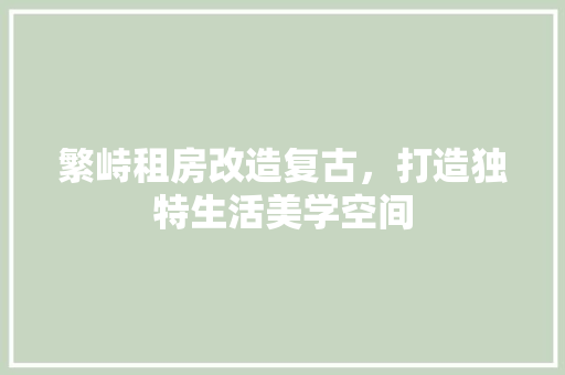 繁峙租房改造复古，打造独特生活美学空间