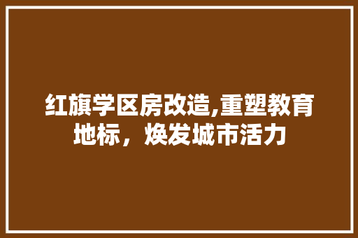 红旗学区房改造,重塑教育地标，焕发城市活力