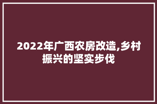 2022年广西农房改造,乡村振兴的坚实步伐 装修材料