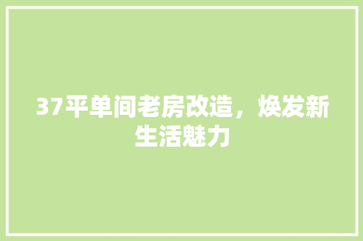 37平单间老房改造，焕发新生活魅力
