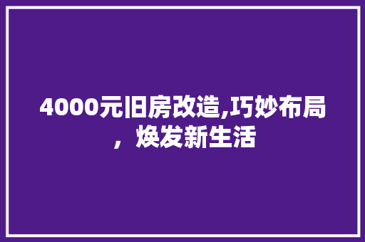 4000元旧房改造,巧妙布局，焕发新生活