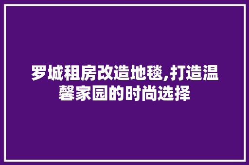 罗城租房改造地毯,打造温馨家园的时尚选择