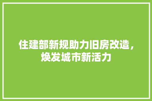 住建部新规助力旧房改造，焕发城市新活力 地面装修