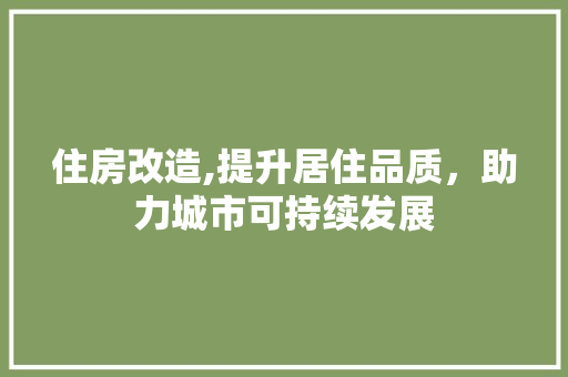 住房改造,提升居住品质，助力城市可持续发展