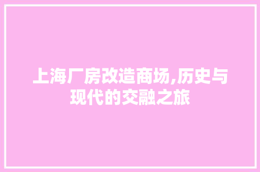 上海厂房改造商场,历史与现代的交融之旅