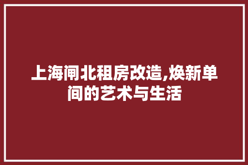 上海闸北租房改造,焕新单间的艺术与生活