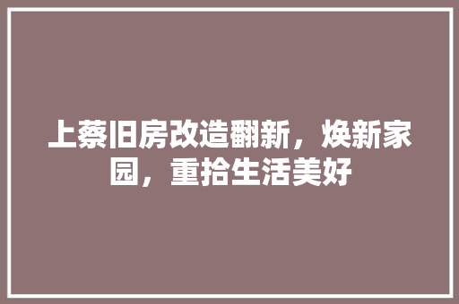 上蔡旧房改造翻新，焕新家园，重拾生活美好