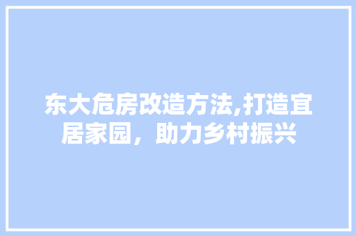 东大危房改造方法,打造宜居家园，助力乡村振兴 庭院装修