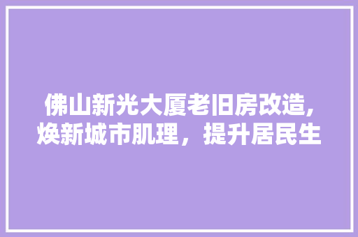 佛山新光大厦老旧房改造,焕新城市肌理,提升居民生活品质 门窗装修 佛山新光大厦老旧房改造,焕新城市肌理,提升居民生活品质 门窗装修