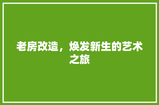老房改造，焕发新生的艺术之旅 景观设计