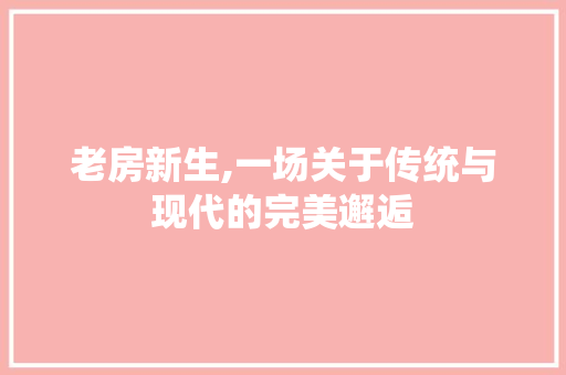 老房新生,一场关于传统与现代的完美邂逅
