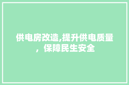 供电房改造,提升供电质量，保障民生安全