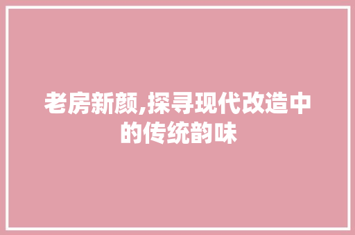 老房新颜,探寻现代改造中的传统韵味
