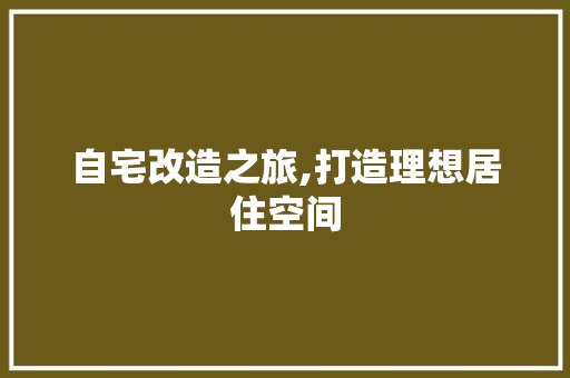 自宅改造之旅,打造理想居住空间 装修攻略