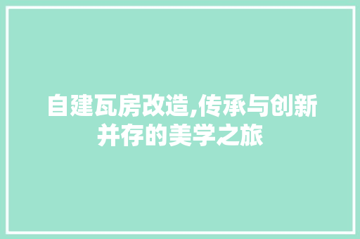 自建瓦房改造,传承与创新并存的美学之旅