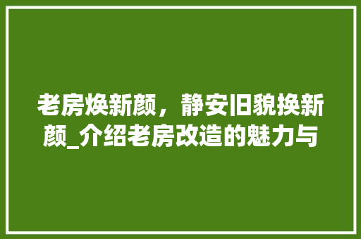 老房焕新颜，静安旧貌换新颜_介绍老房改造的魅力与价值