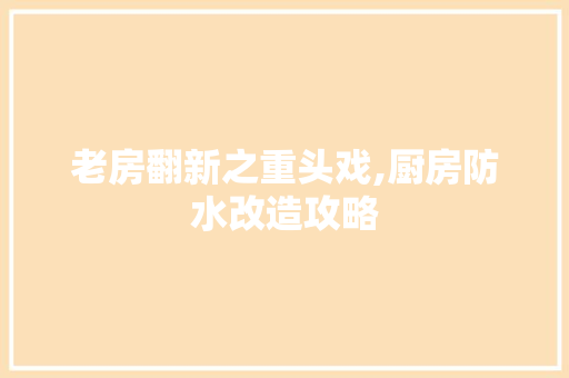 老房翻新之重头戏,厨房防水改造攻略