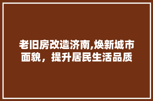 老旧房改造济南,焕新城市面貌，提升居民生活品质