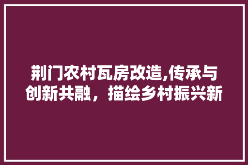 荆门农村瓦房改造,传承与创新共融，描绘乡村振兴新画卷