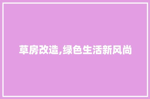 草房改造,绿色生活新风尚 装修攻略