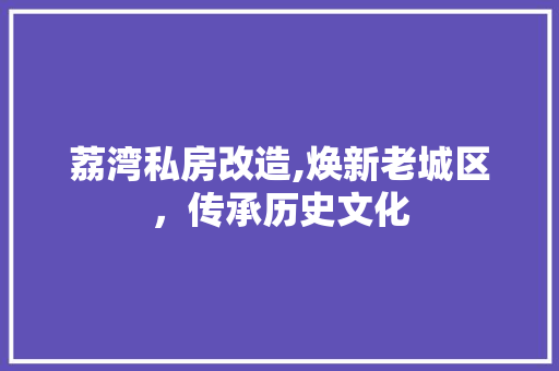 荔湾私房改造,焕新老城区，传承历史文化