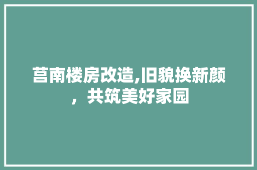 莒南楼房改造,旧貌换新颜，共筑美好家园