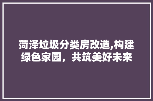 菏泽垃圾分类房改造,构建绿色家园，共筑美好未来